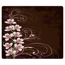White Orchids With Pink Swirls And Grunge Frame Rugs 5160079