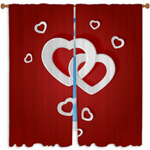 White Paper Hearts Window Curtains 60093314