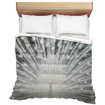 White Peacock With Feathers Out Bedding 49381962