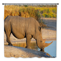 White Rhinoceros Drinking Water Bath Decor 65936916