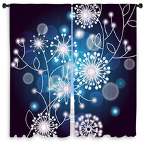 White Twig With Flowers Window Curtains 30961322