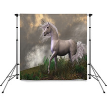 White Unicorn Stallion Backdrops 48202053