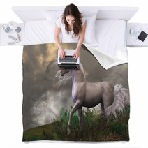 White Unicorn Stallion Blankets 48202053