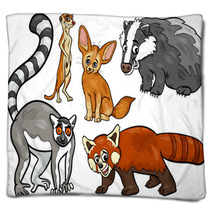 Wild Animals Set Cartoon Illustration Blankets 63872075