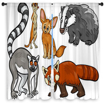 Wild Animals Set Cartoon Illustration Window Curtains 63872075