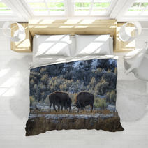 Wild Buffalo In Winter - Yellowstone National Park Bedding 61091365
