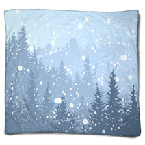 Wild Coniferous Snowy Forest. Blankets 47874966