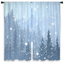 Wild Coniferous Snowy Forest. Window Curtains 47874966