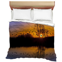 Wild Geese On An Orange Sunset Bedding 62950791