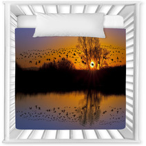 Wild Geese On An Orange Sunset Nursery Decor 62950791