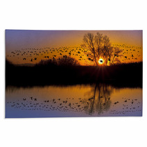 Wild Geese On An Orange Sunset Rugs 62950791