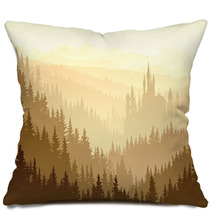 Wild Misty Wood With Castle. Pillows 57528918