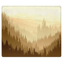 Wild Misty Wood With Castle. Rugs 57528918