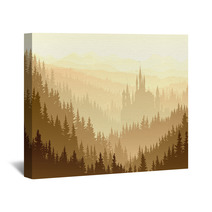 Wild Misty Wood With Castle. Wall Art 57528918