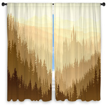 Wild Misty Wood With Castle. Window Curtains 57528918
