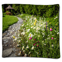 Wildflower Garden And Path To Gazebo Blankets 56400615