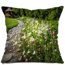 Wildflower Garden And Path To Gazebo Pillows 56400615