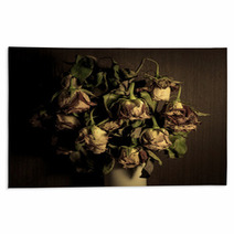 Wilted Roses Over Dark Wallpaper Rugs 190458052