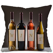 Wine Bottles With Labels Spelling Out Wine Pillows 101216983