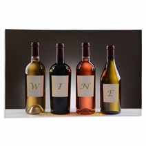 Wine Bottles With Labels Spelling Out Wine Rugs 101216983