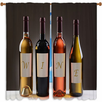 Wine Bottles With Labels Spelling Out Wine Window Curtains 101216983