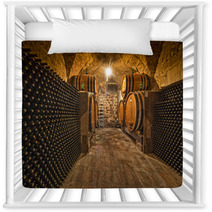Wine Cellar With Bottles And Oak Barrels Nursery Decor 57865730