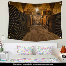 Wine Cellar With Bottles And Oak Barrels Wall Art 57865730