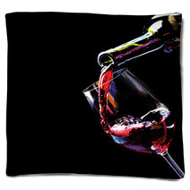 Wine. Red Wine Pouring Into A Wine Glass Blankets 67742890