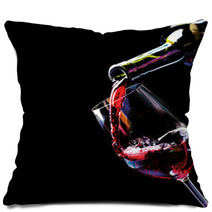 Wine. Red Wine Pouring Into A Wine Glass Pillows 67742890