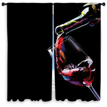 Wine. Red Wine Pouring Into A Wine Glass Window Curtains 67742890