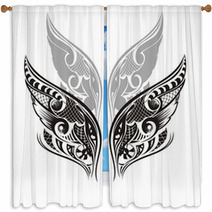 Wings. Tattoo Design Window Curtains 36591720