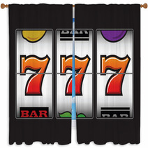 Winning Triple Seven At Slot Machine Window Curtains 47788328