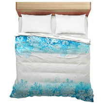 Winter Background With Blue Snowflakes Bedding 59046647