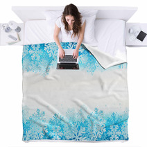Winter Background With Blue Snowflakes Blankets 59046647