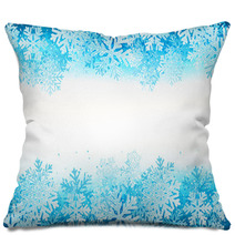 Winter Background With Blue Snowflakes Pillows 59046647