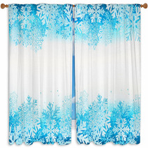 Winter Background With Blue Snowflakes Window Curtains 59046647