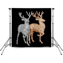Winter Christmas Card With Deer (elk)  Backdrops 59417976