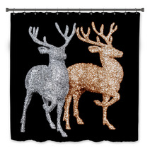 Winter Christmas Card With Deer (elk)  Bath Decor 59417976