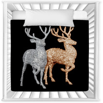 Winter Christmas Card With Deer (elk)  Nursery Decor 59417976