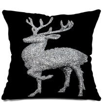 Winter Christmas Card With Deer (elk)  Pillows 59417960
