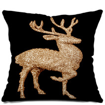 Winter Christmas Card With Deer (elk) Pillows 59417965