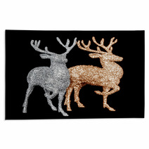 Winter Christmas Card With Deer (elk)  Rugs 59417976