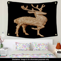 Winter Christmas Card With Deer (elk) Wall Art 59417965