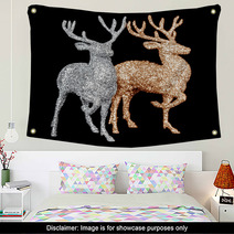Winter Christmas Card With Deer (elk)  Wall Art 59417976