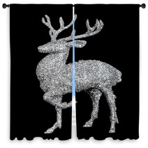 Winter Christmas Card With Deer (elk)  Window Curtains 59417960