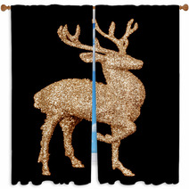 Winter Christmas Card With Deer (elk) Window Curtains 59417965