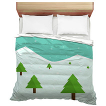 Winter Christmas Forest Trees Bedding 72559503