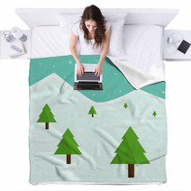 Winter Christmas Forest Trees Blankets 72559503