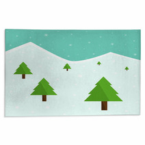 Winter Christmas Forest Trees Rugs 72559503
