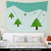 Winter Christmas Forest Trees Wall Art 72559503